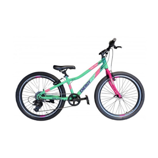 Ποδήλατο Παιδικό MTB Energy Fun 24" Πράσινο Μέντας Ροζ Neon με 7 Ταχύτητες